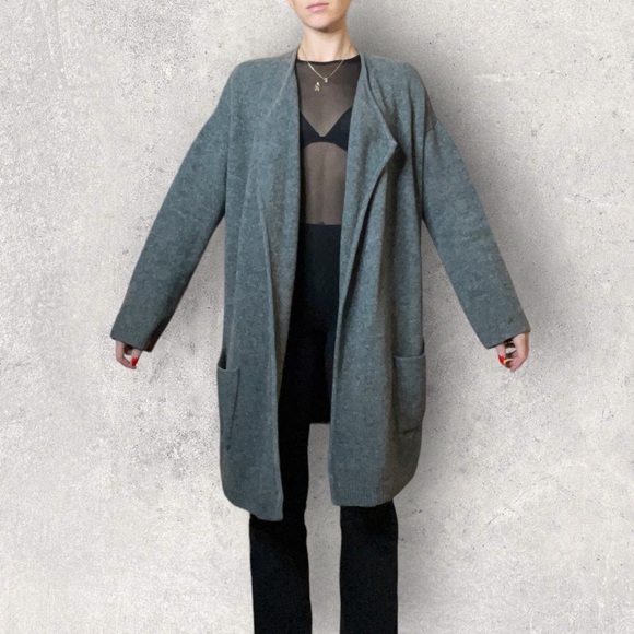 Theory gray Wool yak blend open front cardigan jacket small - Picture 1 of 13